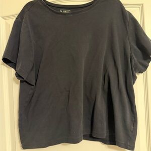 Ll Bean Women’s Cropped Black Short Sleeve Top 3xl 100% Cotton